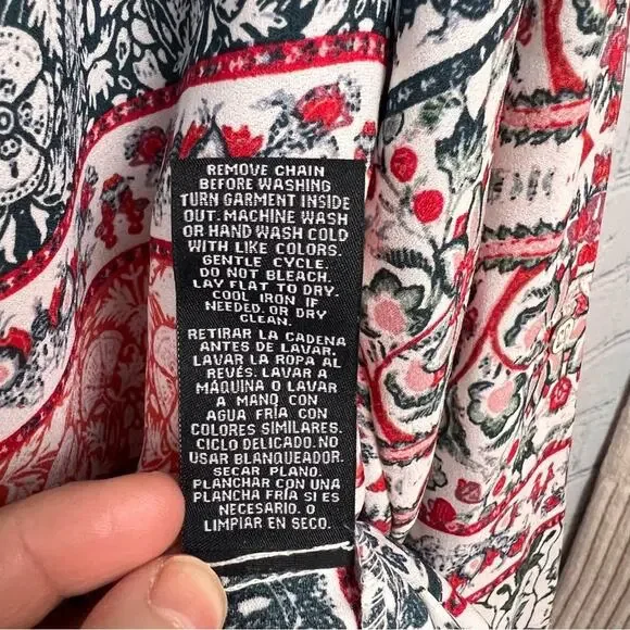 Zac & Rachel Womens Top Size Petite L white black salmon work wear metal tassel - Picture 16 of 16